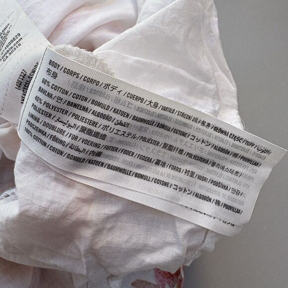 Abercrombie & Fitch Top Size XL Ruffle Poplin Floral Babydoll Smocked Tropical - Picture 7 of 7